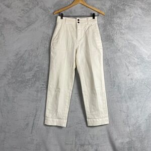 Everlane Women Bone Organic Cotton Straight Leg Utility Pant Size 2 High Rise